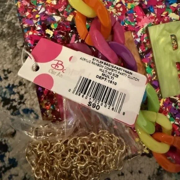 NEW NWT BARI LYNN PARTY CLUTCH RAINBOW CHAIN STRAP $90 - Picture 4 of 5